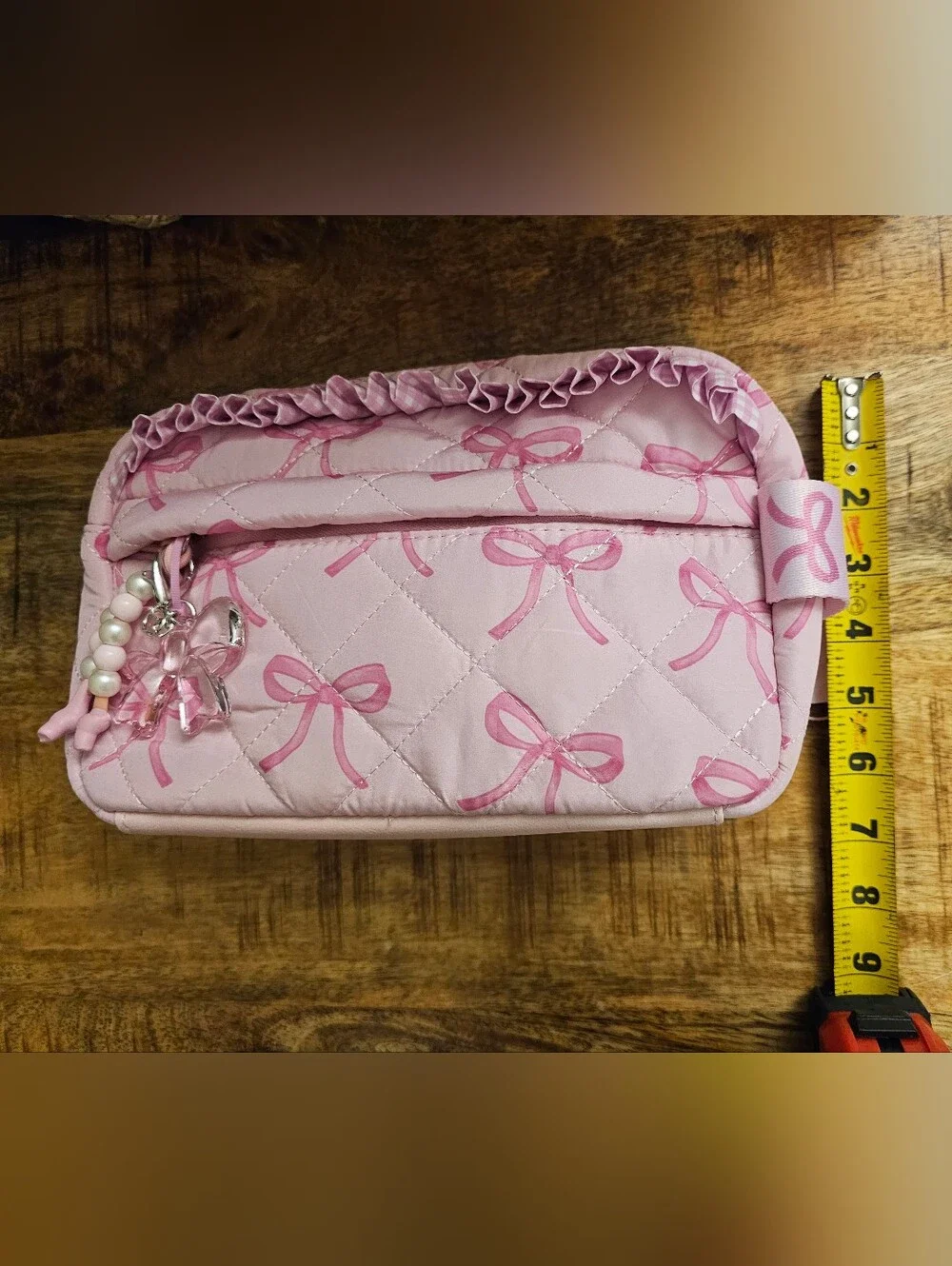 NWT Miss Gwen's OMG Accessories Pink Bow Quilted Pouch Cosmetic Bag - Picture 4 of 4